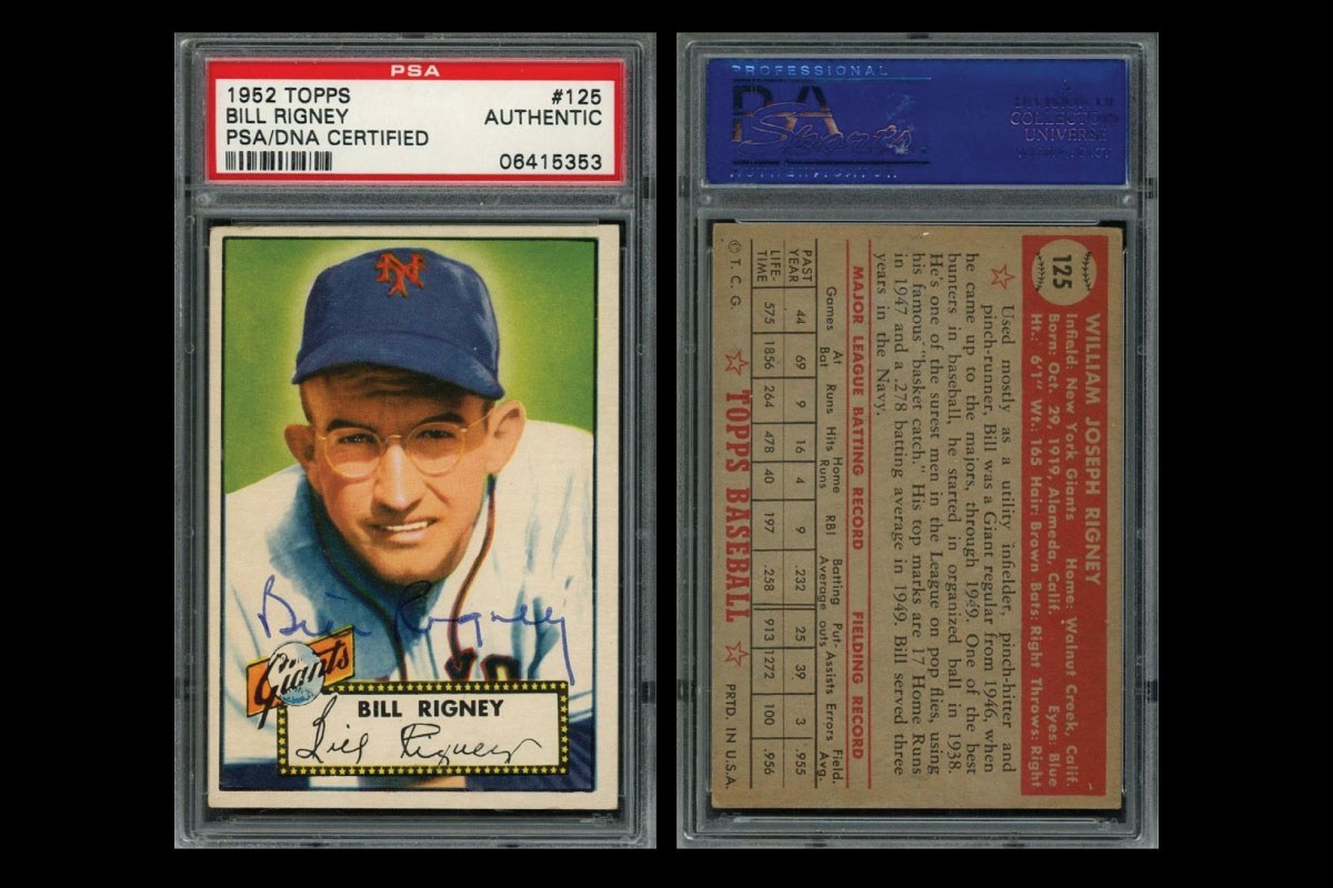 Front and back of Bill Rigney card